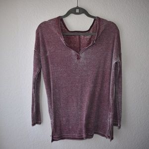 Distressed Burgundy Long Sleeve